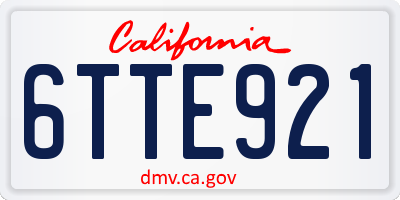 CA license plate 6TTE921