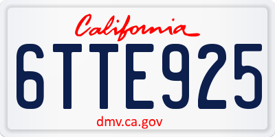 CA license plate 6TTE925