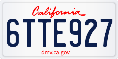 CA license plate 6TTE927