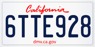 CA license plate 6TTE928