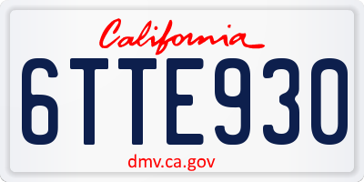 CA license plate 6TTE930