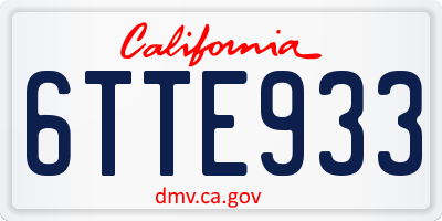 CA license plate 6TTE933
