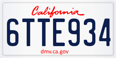 CA license plate 6TTE934