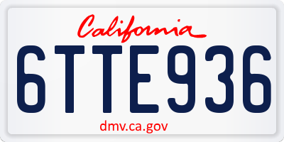 CA license plate 6TTE936