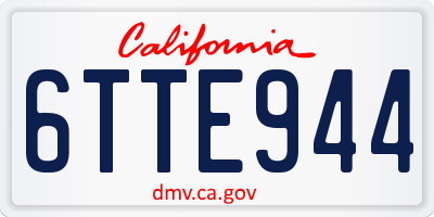 CA license plate 6TTE944