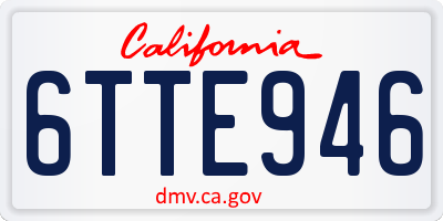 CA license plate 6TTE946