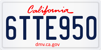 CA license plate 6TTE950