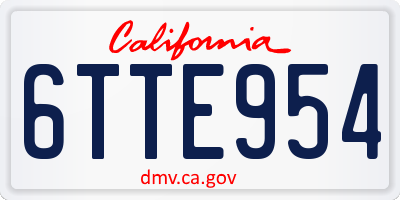 CA license plate 6TTE954