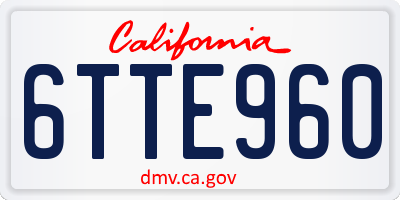 CA license plate 6TTE960
