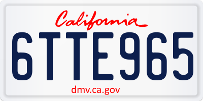 CA license plate 6TTE965
