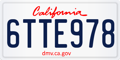 CA license plate 6TTE978