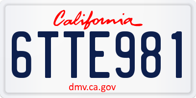 CA license plate 6TTE981