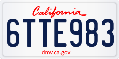 CA license plate 6TTE983