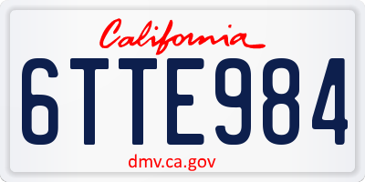 CA license plate 6TTE984