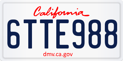 CA license plate 6TTE988