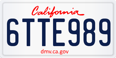 CA license plate 6TTE989