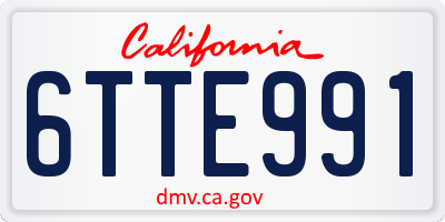 CA license plate 6TTE991