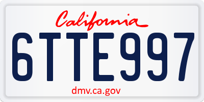 CA license plate 6TTE997