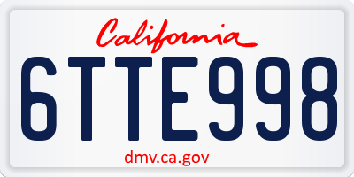 CA license plate 6TTE998