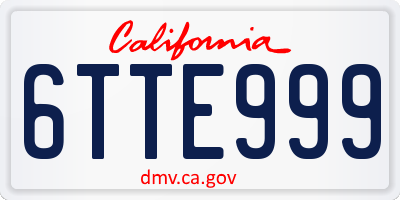 CA license plate 6TTE999