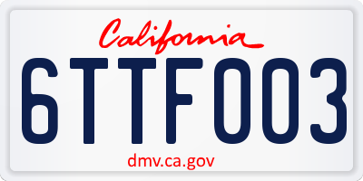 CA license plate 6TTF003