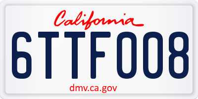 CA license plate 6TTF008