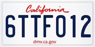 CA license plate 6TTF012