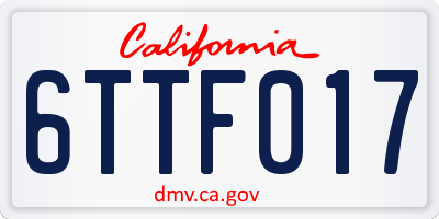 CA license plate 6TTF017