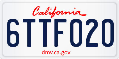 CA license plate 6TTF020