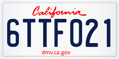 CA license plate 6TTF021