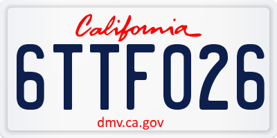 CA license plate 6TTF026