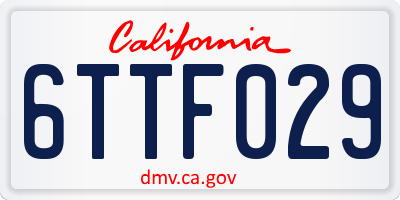CA license plate 6TTF029