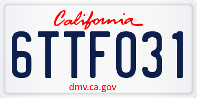 CA license plate 6TTF031