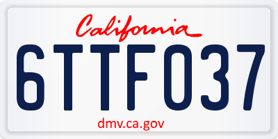 CA license plate 6TTF037