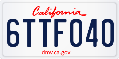 CA license plate 6TTF040