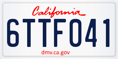 CA license plate 6TTF041