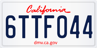 CA license plate 6TTF044