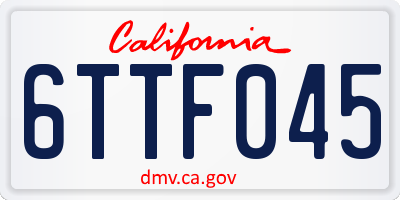 CA license plate 6TTF045