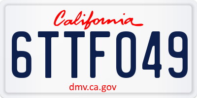 CA license plate 6TTF049