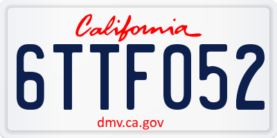 CA license plate 6TTF052