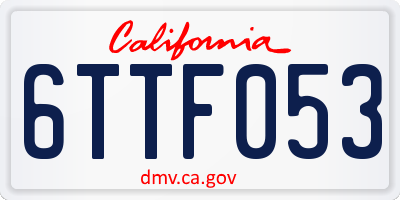 CA license plate 6TTF053