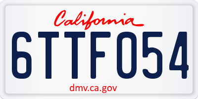 CA license plate 6TTF054