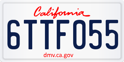 CA license plate 6TTF055