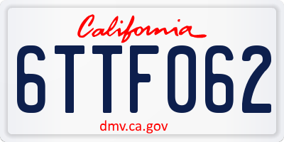 CA license plate 6TTF062