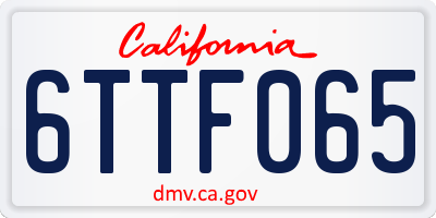 CA license plate 6TTF065