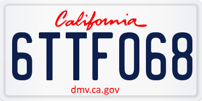 CA license plate 6TTF068