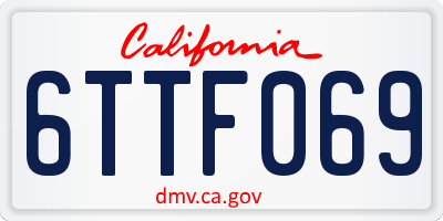 CA license plate 6TTF069