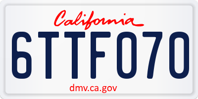 CA license plate 6TTF070