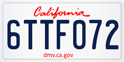 CA license plate 6TTF072