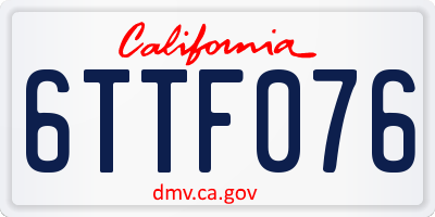 CA license plate 6TTF076